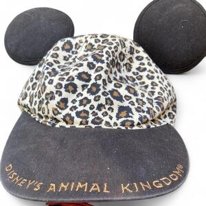 Vintage 1980s Disney Animal Kingdom Kids Micky Minnie Ear Leopard Hat Cap